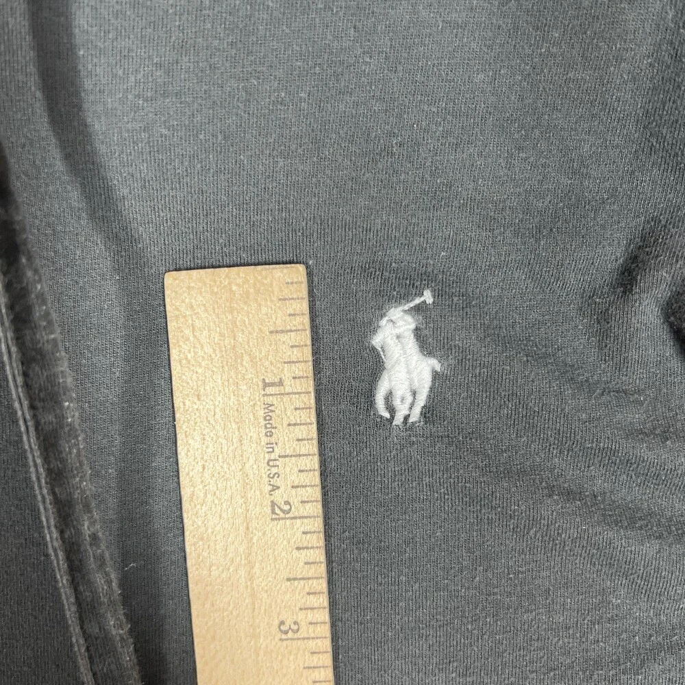 Polo Ralph Lauren Hoodie Mens Medium Black Jersey Pullover Logo Lightweight